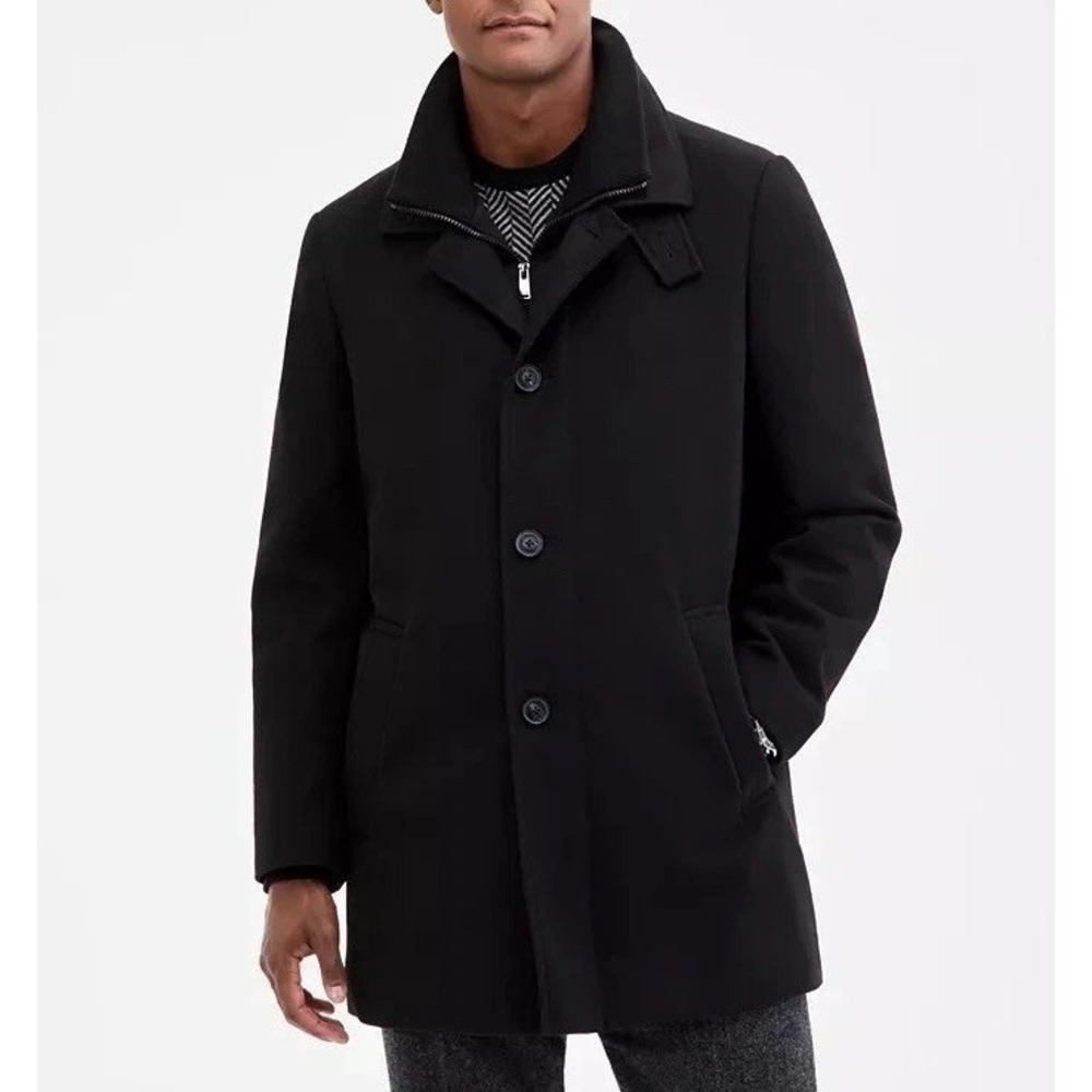 Calvin Klein Mens Classic-Fit Coleman Overcoat Coat‎ 40R Black